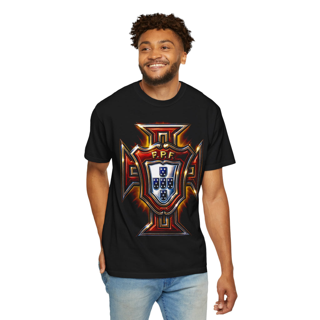 Portuguese Crest Graphic T-Shirt — Pastel Shield Emblem Tee