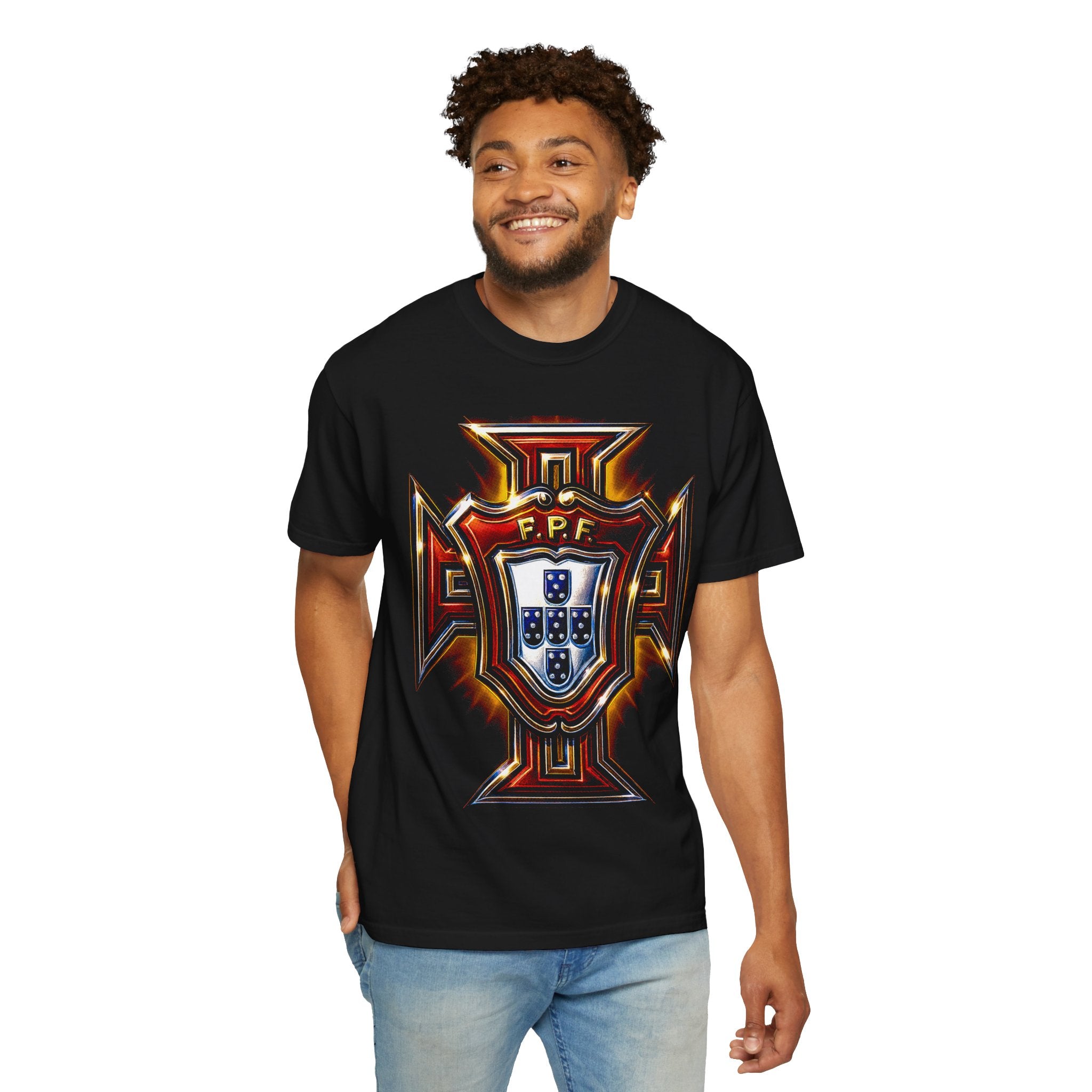 Portuguese Crest Graphic T-Shirt — Pastel Shield Emblem Tee