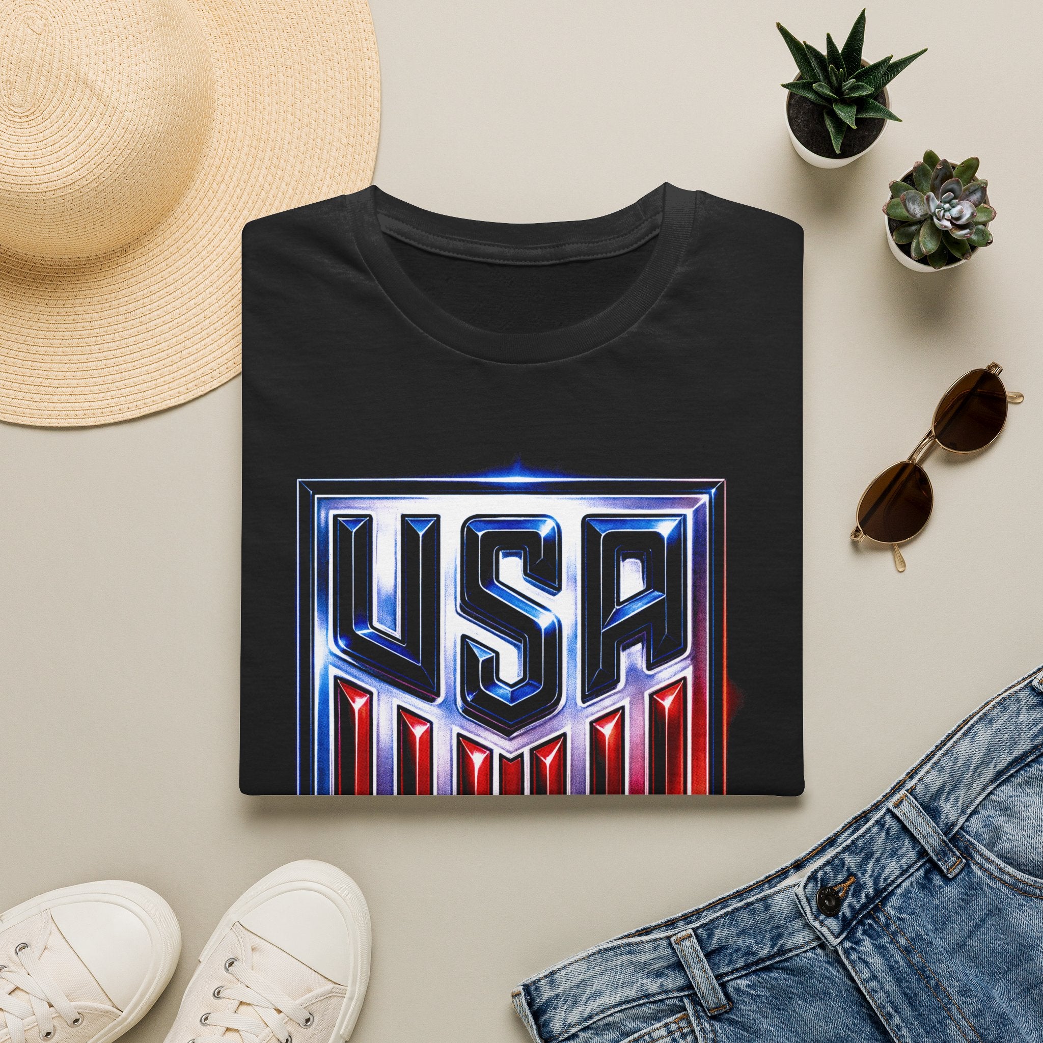 USA Shield Graphic T-Shirt | Patriotic Red White Blue Tee