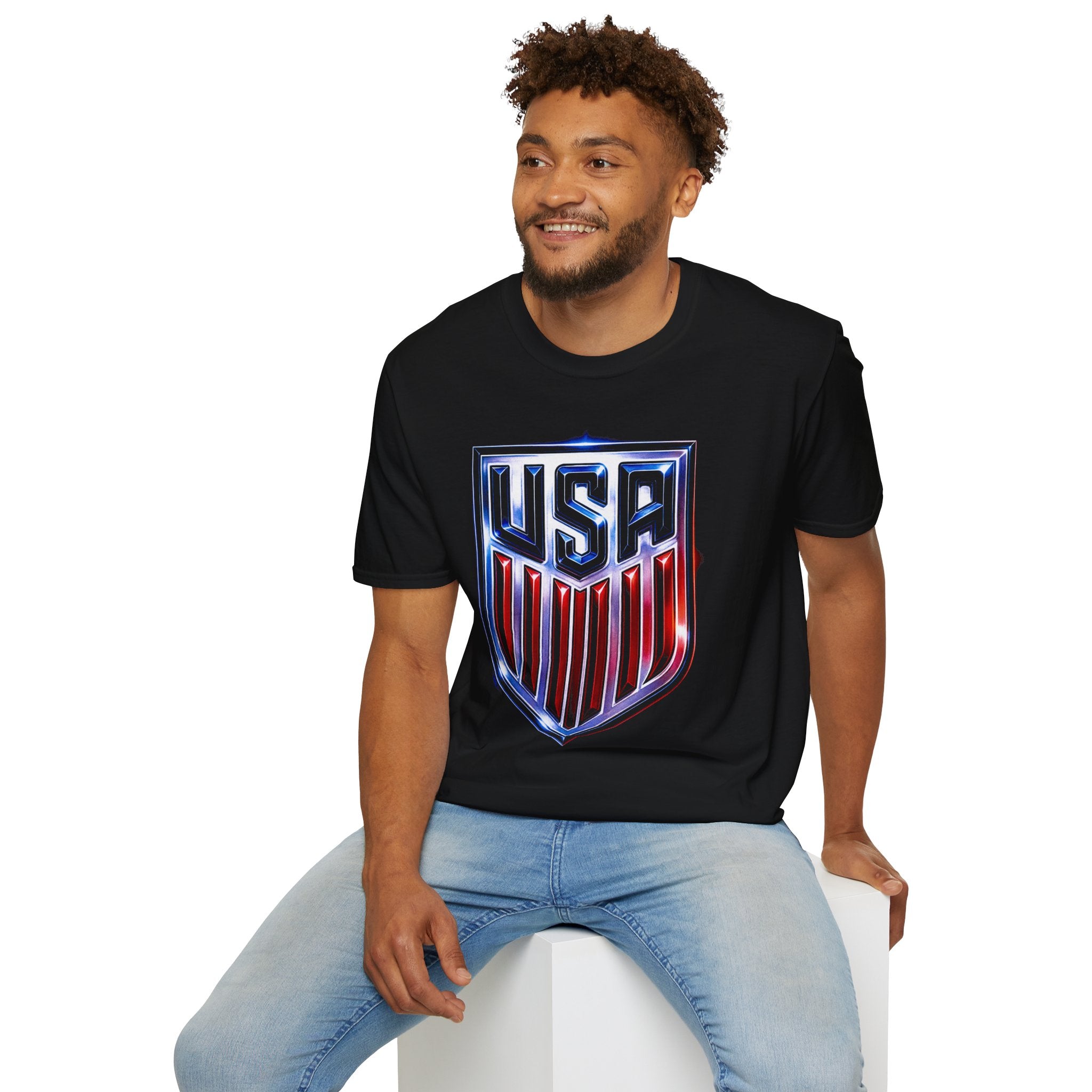 USA Shield Graphic T-Shirt | Patriotic Red White Blue Tee