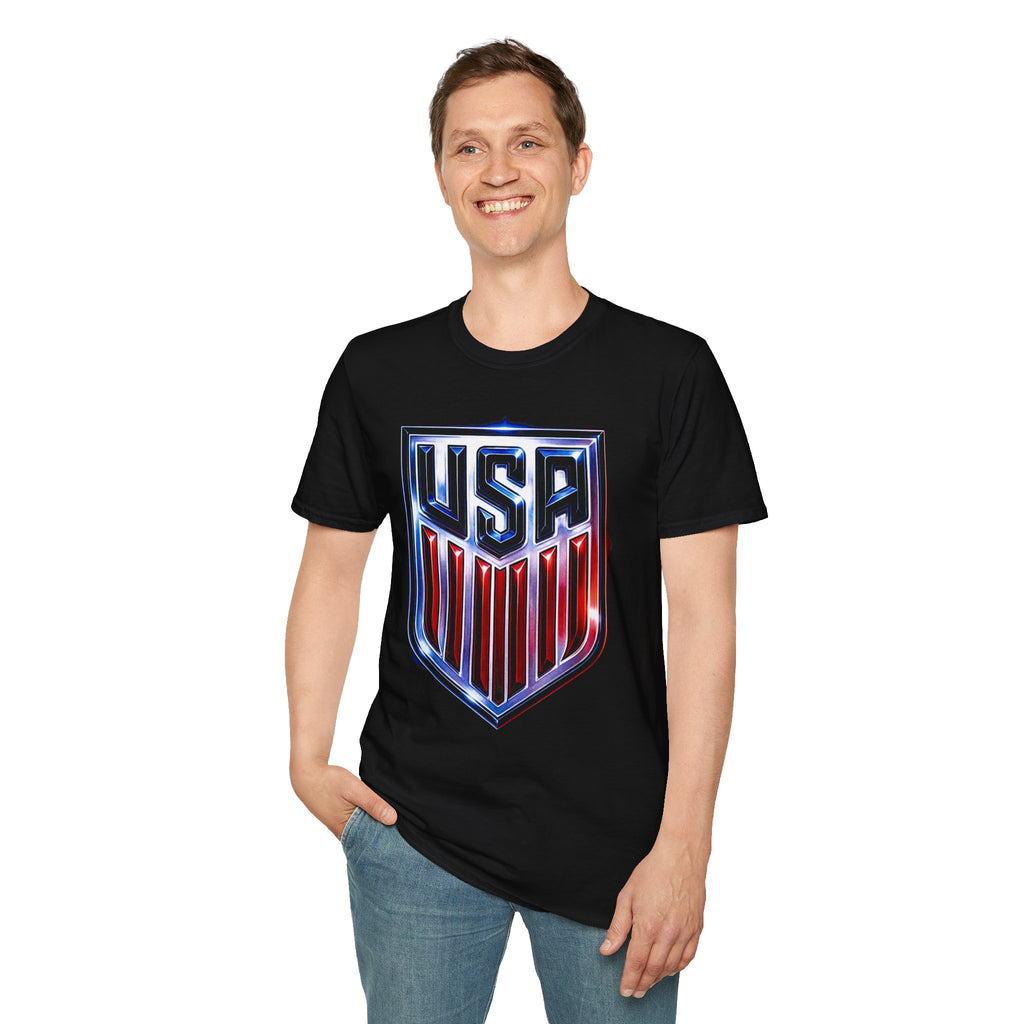 USA Shield Graphic T-Shirt | Patriotic Red White Blue Tee