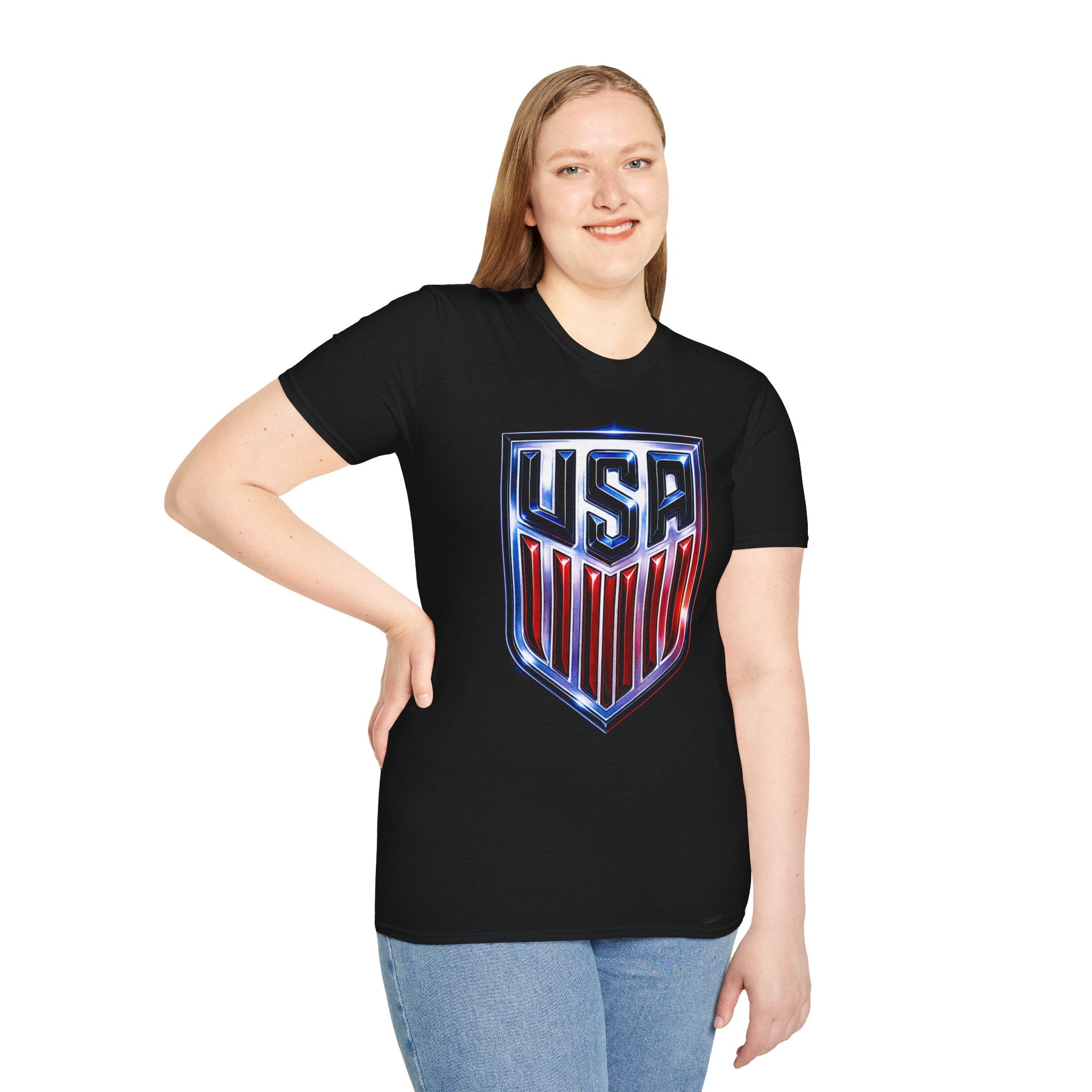 USA Shield Graphic T-Shirt | Patriotic Red White Blue Tee
