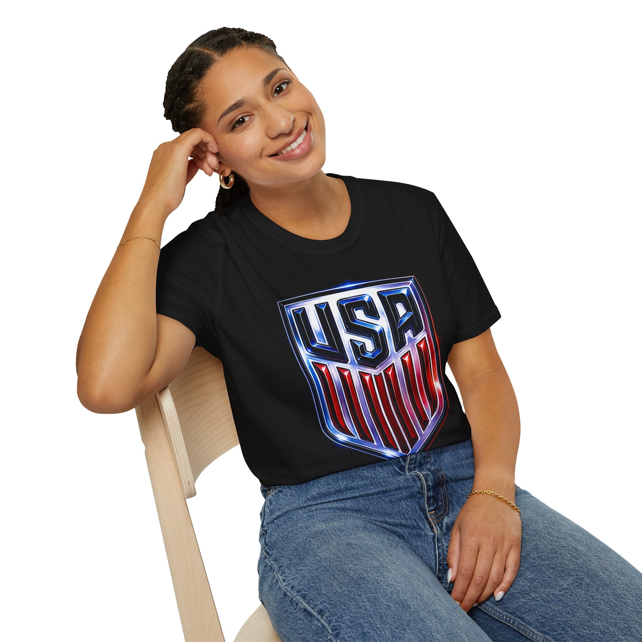 USA Shield Graphic T-Shirt | Patriotic Red White Blue Tee
