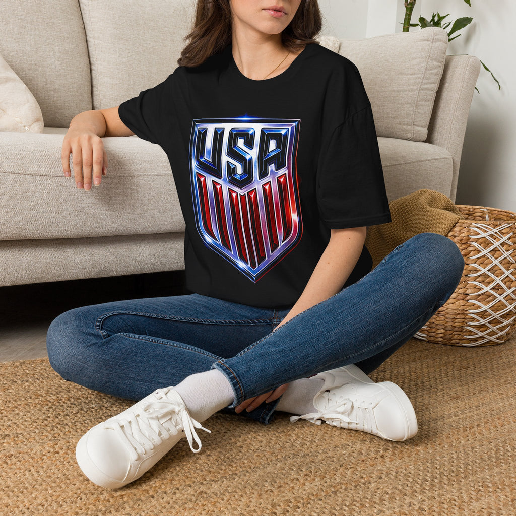 USA Shield Graphic T-Shirt | Patriotic Red White Blue Tee