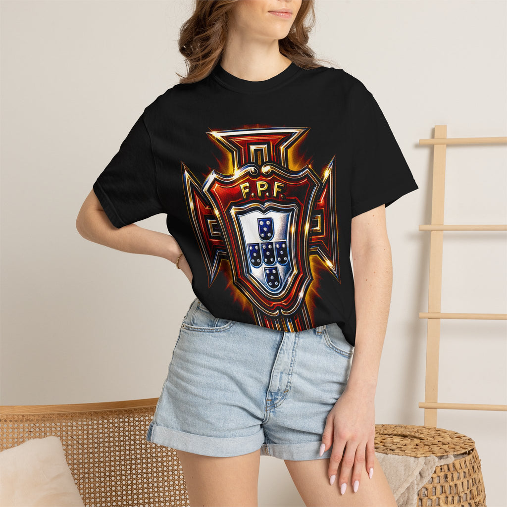 Portuguese Crest Graphic T-Shirt — Pastel Shield Emblem Tee