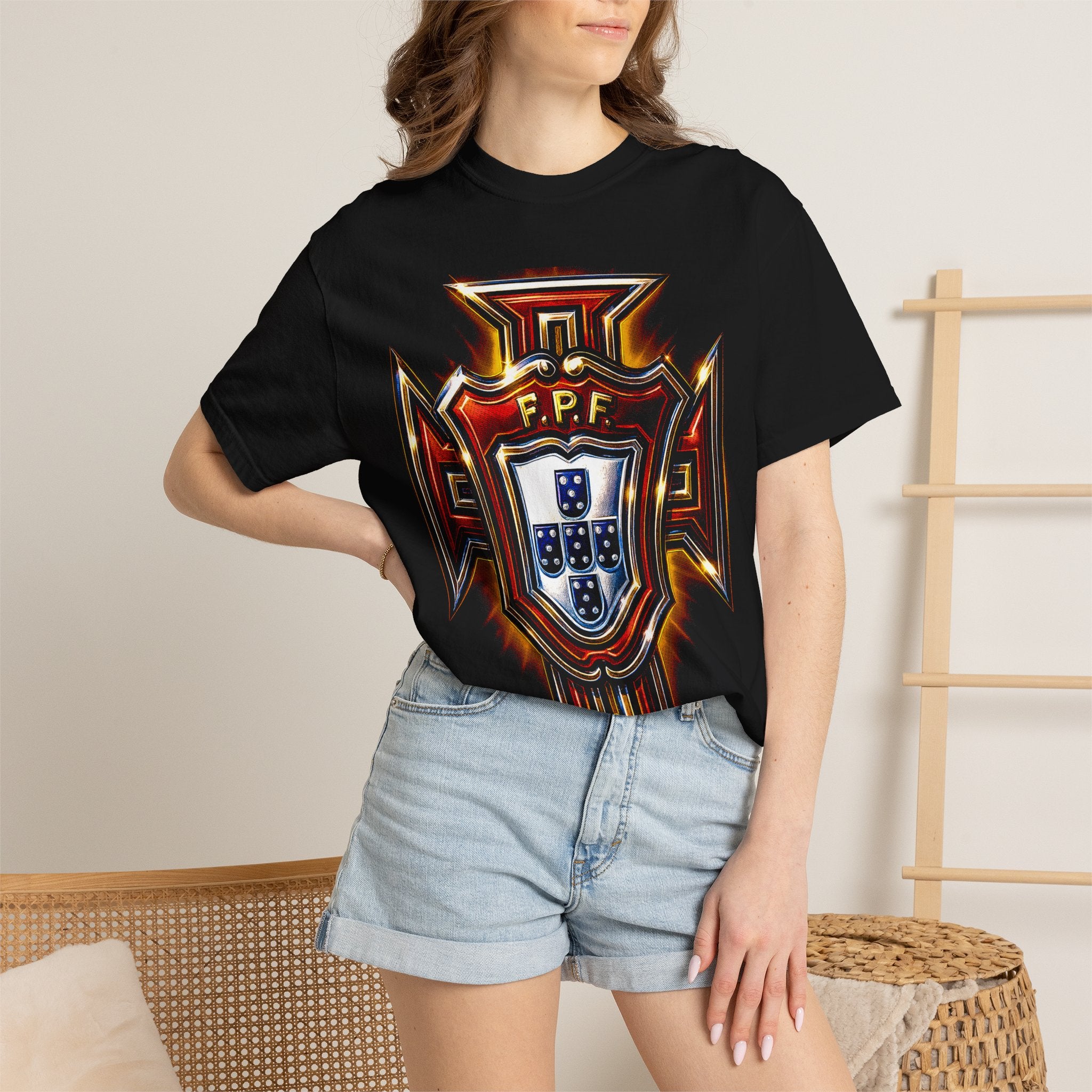 Portuguese Crest Graphic T-Shirt — Pastel Shield Emblem Tee
