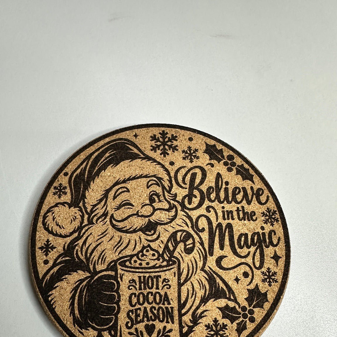 Christmas Cork Coaster Set – 4 Laser Engraved Designs - ERDUM DESIGNS