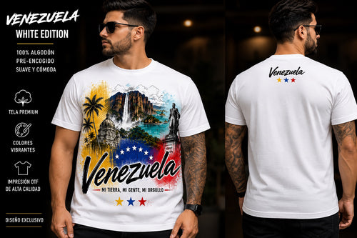 Camiseta Venezuela White Edition vista frontal y posterior