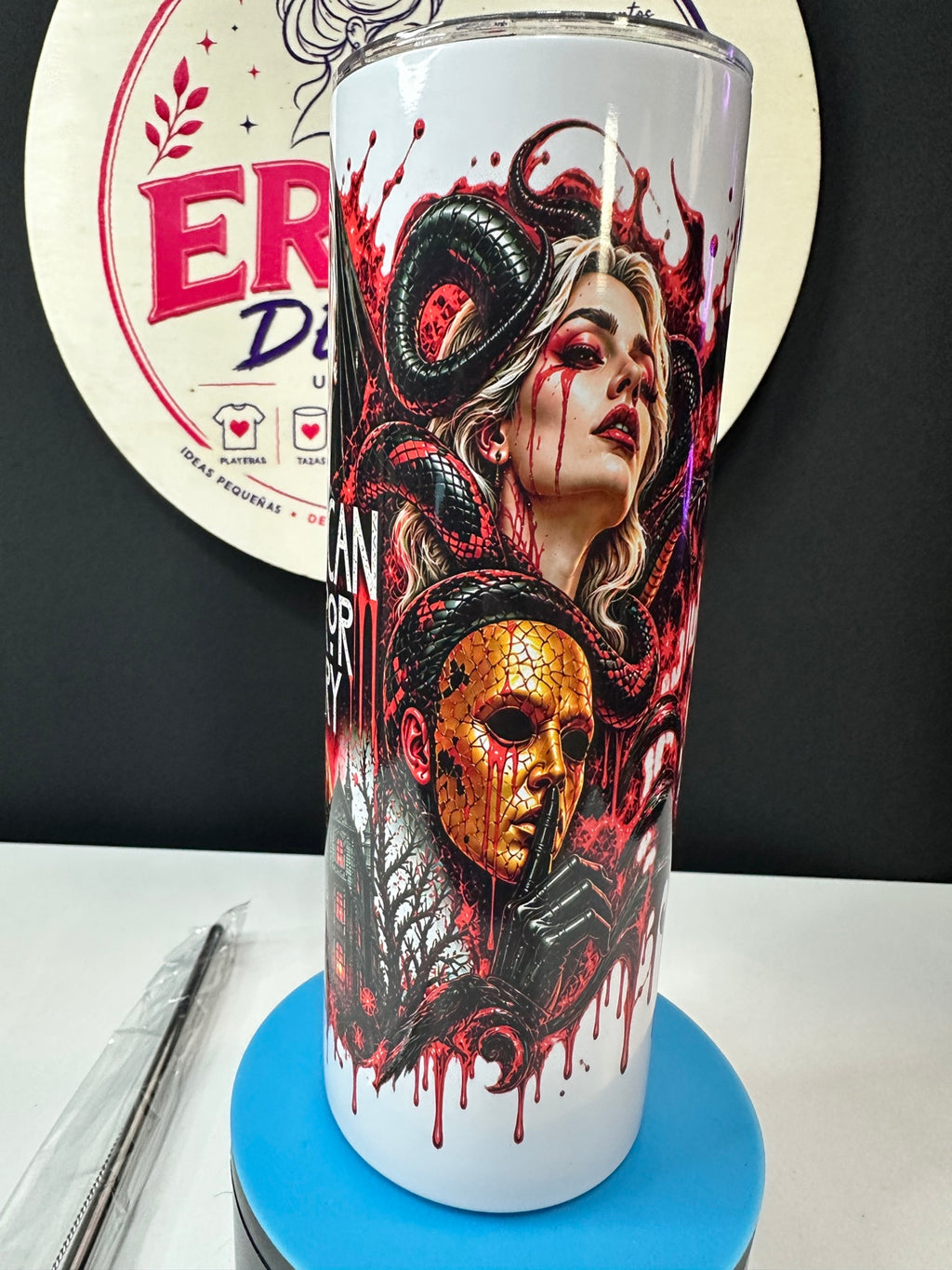 20oz Halloween Horror Tumbler – Sublimated Skinny Tumbler, American Horror Story Design - ERDUM DESIGNS