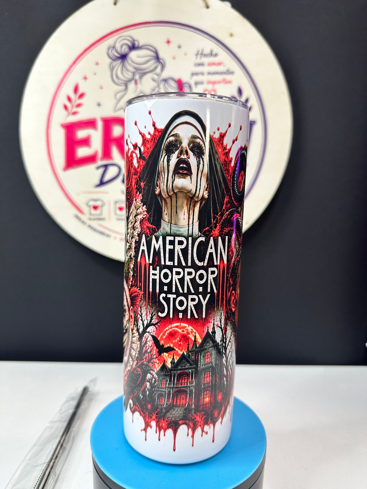20oz Halloween Horror Tumbler – Sublimated Skinny Tumbler, American Horror Story Design - ERDUM DESIGNS