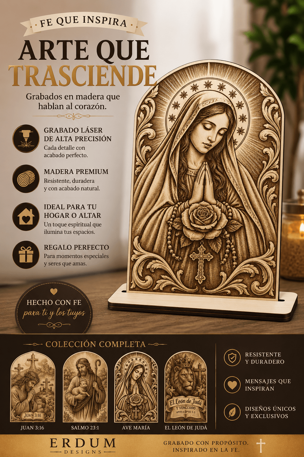 Arte religioso en madera – Jesús orando Juan 3:16 - ERDUM DESIGNS