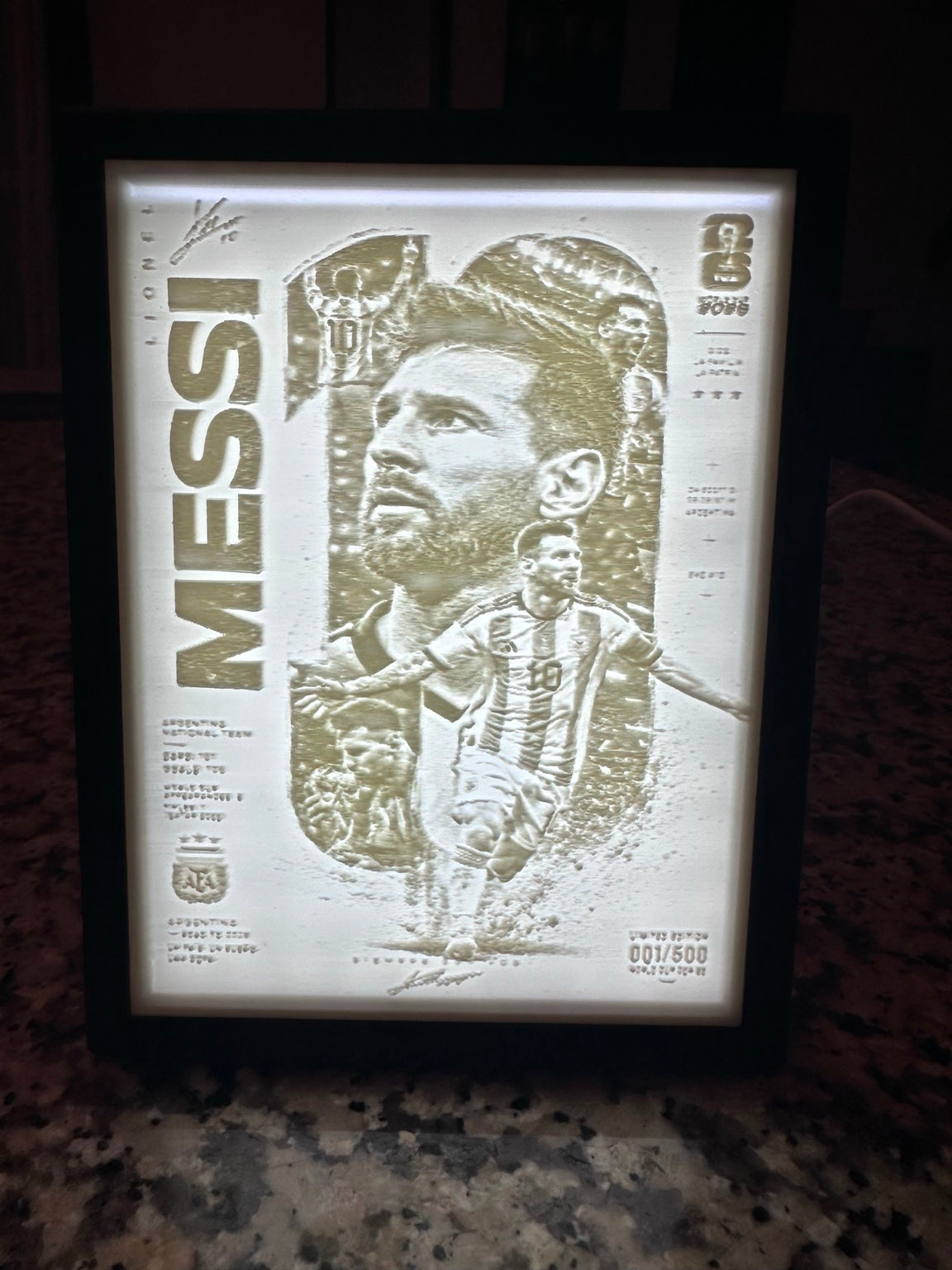 Litofanía personalizada 3D con luz LED en marco negro