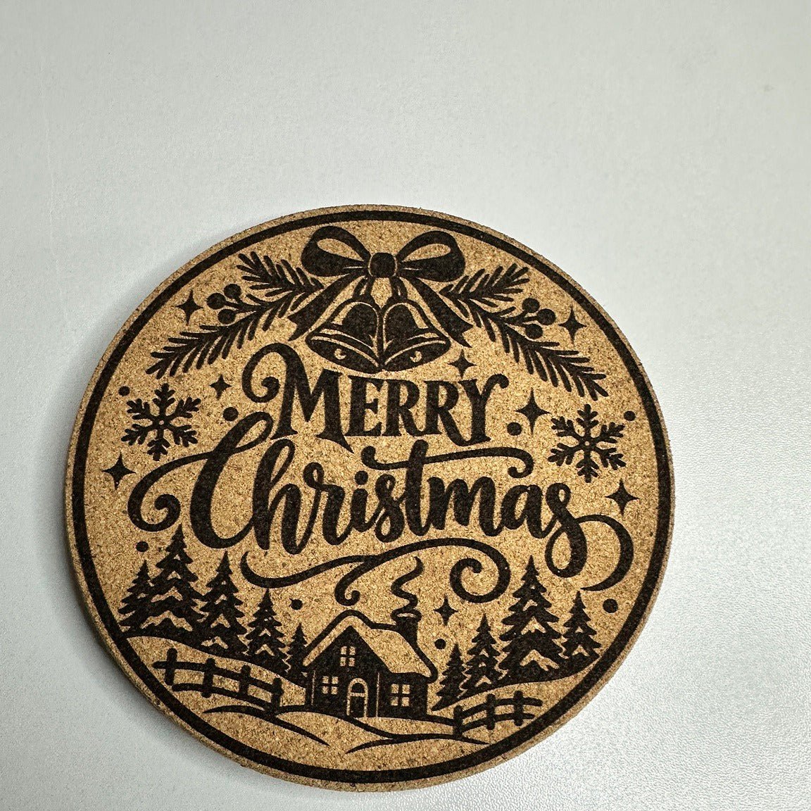 Christmas Cork Coaster Set – 4 Laser Engraved Designs - ERDUM DESIGNS