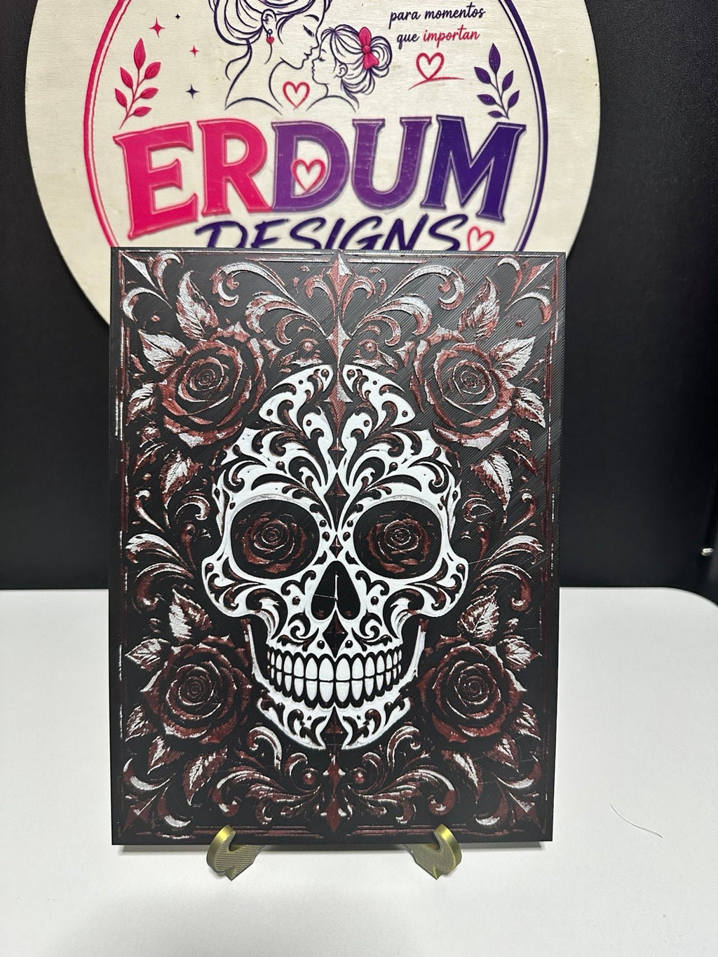 Sugar Skull & Roses 3D Wall Art - ERDUM DESIGNS