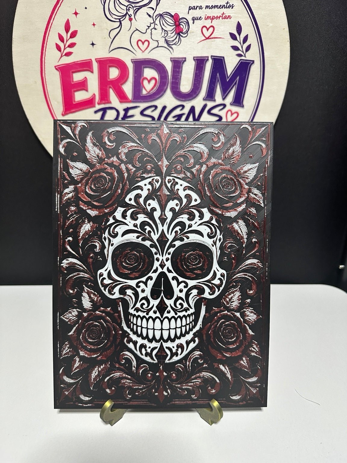 Sugar Skull & Roses 3D Wall Art - ERDUM DESIGNS